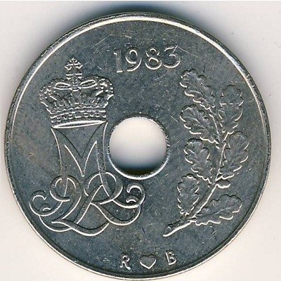 Дания 25 эре 1983 год - Королева Маргрете II
