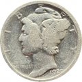 США 1 дайм (10 центов) 1920 года - Меркурий (без отметки МД)