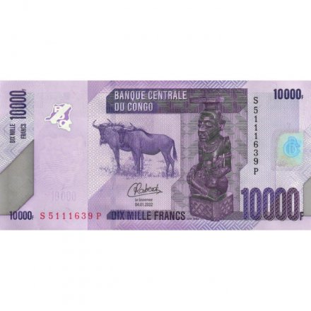 Конго 10000 франков 2022 год - Буйволы - UNC