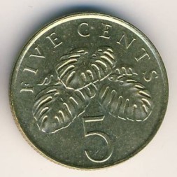 Сингапур 5 центов 1995 год - Монстера деликатесная