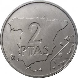 Испания 2 песеты 1982 год - Карта Испании