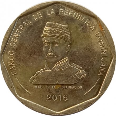 Доминиканская республика 25 песо 2016 год - Грегорио Луперон