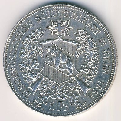 Швейцария 5 франков 1885 год