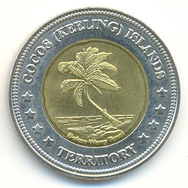 Кокосовые острова 5 долларов 2004 год - Большая белая акула