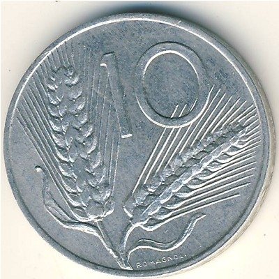 Италия 10 лир 1978 год Колосья