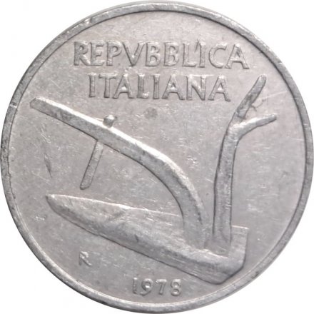 Италия 10 лир 1978 год Колосья