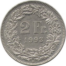 Швейцария 2 франка 1993 год