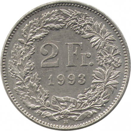 Швейцария 2 франка 1993 год