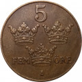 Швеция 5 эре 1950 год - Король Густав V (бронза)