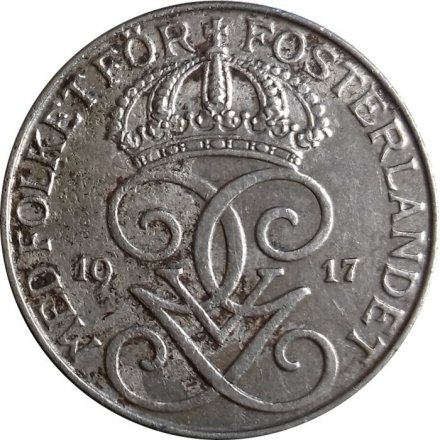 Швеция 5 эре 1917 год