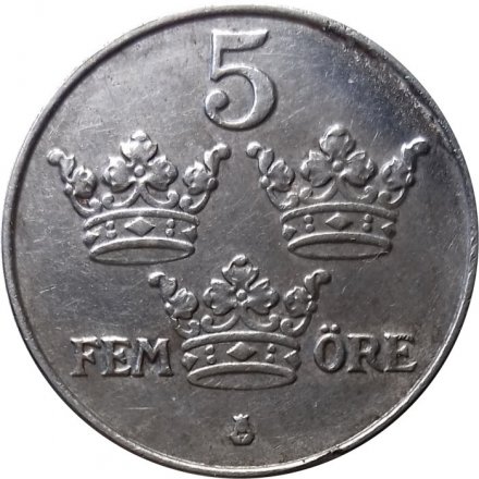 Швеция 5 эре 1917 год