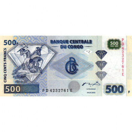 Конго 500 франков 2002 год - Золотодобытчики UNC