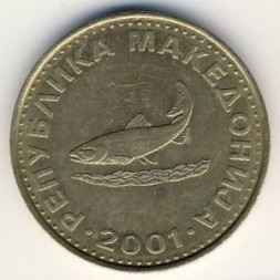 Монета Македония 2 денара 2001 год