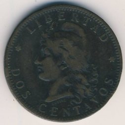 Аргентина 2 сентаво 1884 год