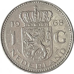 Нидерланды 1 гульден 1968 год - Королева Юлиана