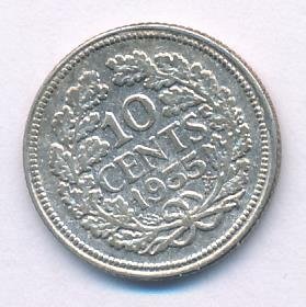 Нидерланды 10 центов 1935 год - Королева Вильгельмина