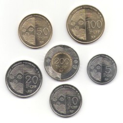 Набор из 6 монет Французские тихоокеанские территории (Французская Полинезия, Таити) 2021 год