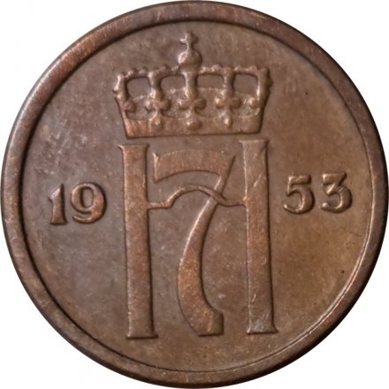 Норвегия 1 эре 1953 год - Король Хокон VII