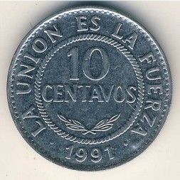 Боливия 10 сентаво 1991 год