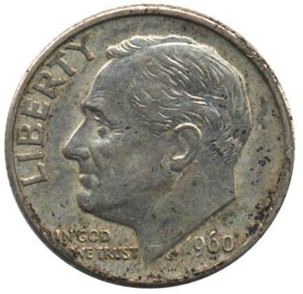 США 1 дайм (10 центов) 1960 год - Рузвельт (D)