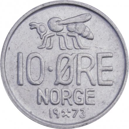 Норвегия 10 эре 1973 год 
