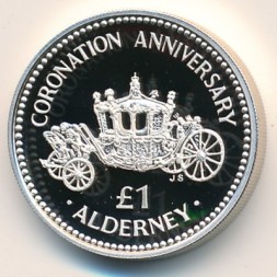 Монета Олдерни 1 фунт 1993 год