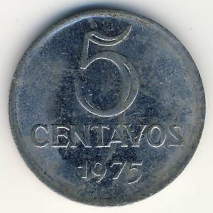 Бразилия 5 сентаво 1975 год