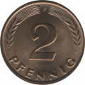 ФРГ 2 пфеннига 1966 год - F