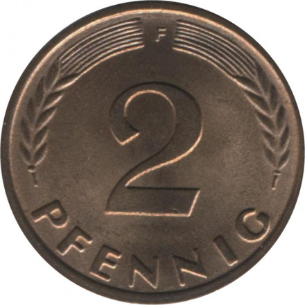 ФРГ 2 пфеннига 1966 год - F