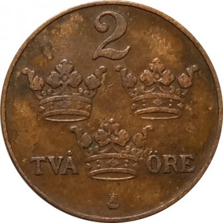 Швеция 2 эре 1921 год - Король Густав V