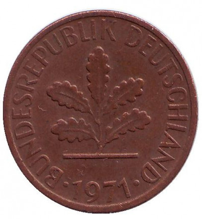 ФРГ 1 пфенниг 1971 год - F