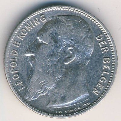 Бельгия 1 франк 1909 год