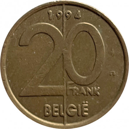 Бельгия 20 франков 1994 год BELGIE