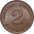 ФРГ 2 пфеннига 1967 год - F
