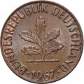 ФРГ 2 пфеннига 1967 год - F