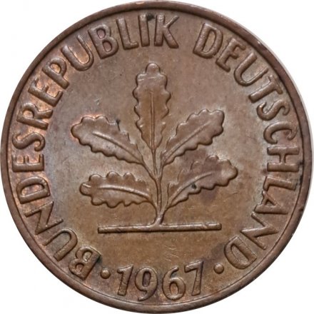 ФРГ 2 пфеннига 1967 год - F