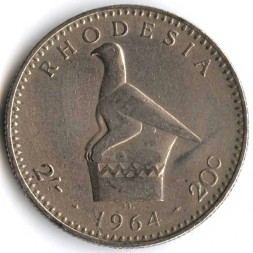 Монета Родезия 2 шиллинга-20 центов 1964 год