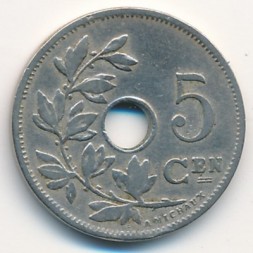 Бельгия 5 сентим 1902 год