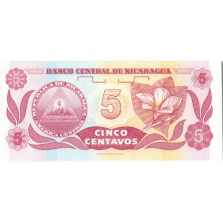 Никарагуа 5 сентаво 1991 год - Франсиско Эрнандес де Кордоба. Плюмерия UNC