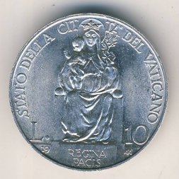 Ватикан 10 лир 1941 год