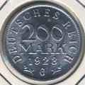 Веймарская республика 200 марок 1923 год (G)