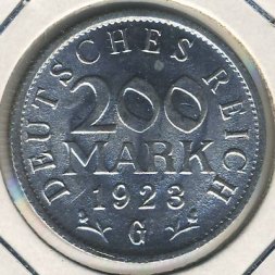 Веймарская республика 200 марок 1923 год (G)