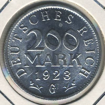 Веймарская республика 200 марок 1923 год (G)