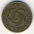 Веймарская республика 5 рейхспфеннигов 1925 год (D)