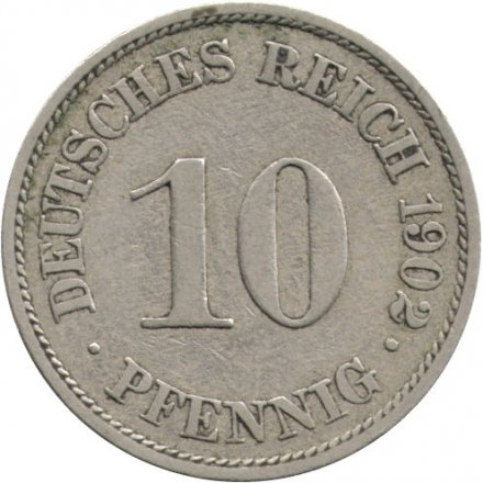Германия 10 пфеннигов 1902 год (A)