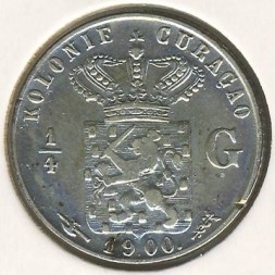 Монета Кюрасао 1/4 гульдена 1900 год