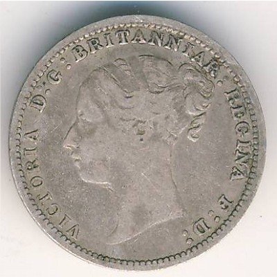 Великобритания 3 пенса 1886 год
