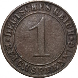 Веймарская республика 1 рейхспфенниг 1924 год (G)