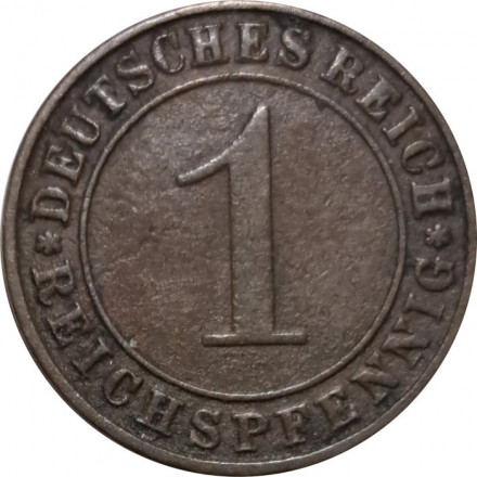 Веймарская республика 1 рейхспфенниг 1924 год (G)