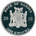 Замбия 1000 квача 2010 год - Смертоносные насекомые - Паук Черная вдова